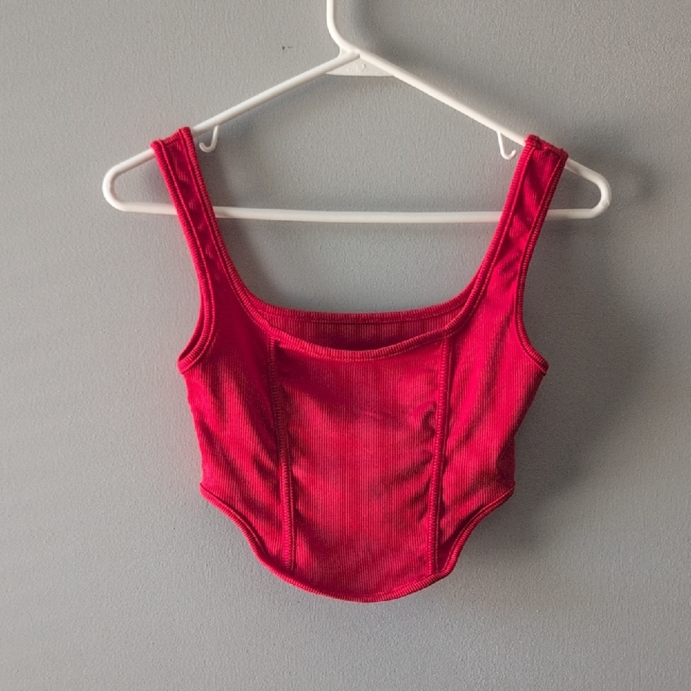 SHEIN Red Ribbed Bodysuit